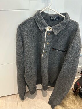 Ralph Lauren Gray Pullover with Zip Chest Pocket